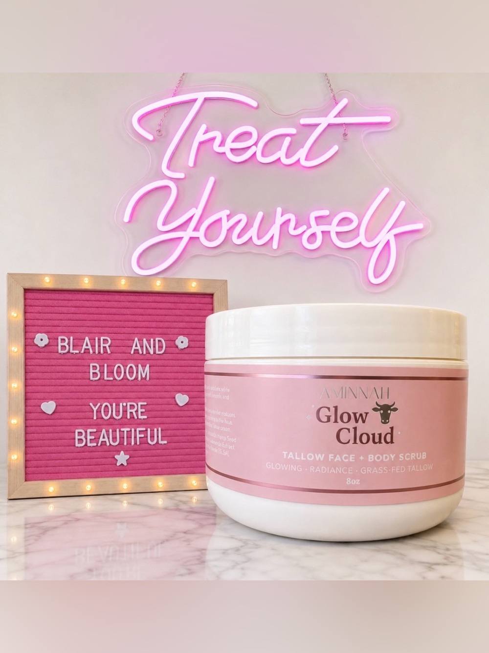 AMINNAH Glow Cloud Tallow Face + Body Scrub 8oz - NEW